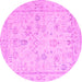 Round Oriental Pink Traditional Rug, abs5193pnk