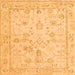 Square Machine Washable Oriental Orange Traditional Area Rugs, wshabs5193org