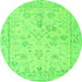 Round Machine Washable Oriental Green Traditional Area Rugs, wshabs5193grn