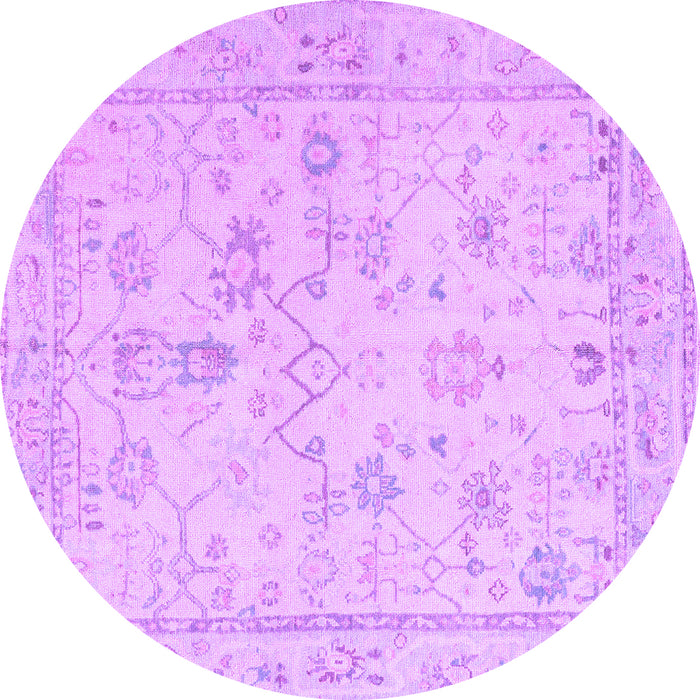 Round Oriental Purple Traditional Rug, abs5193pur