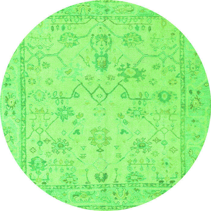 Round Oriental Green Traditional Rug, abs5193grn