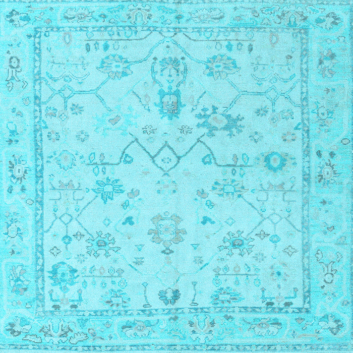 Square Machine Washable Oriental Light Blue Traditional Rug, wshabs5193lblu