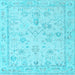 Square Machine Washable Oriental Light Blue Traditional Rug, wshabs5193lblu