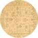 Round Oriental Brown Traditional Rug, abs5193brn