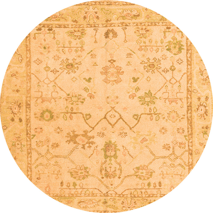 Round Oriental Orange Traditional Rug, abs5193org