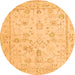 Round Oriental Orange Traditional Rug, abs5193org