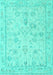 Machine Washable Oriental Turquoise Traditional Area Rugs, wshabs5193turq