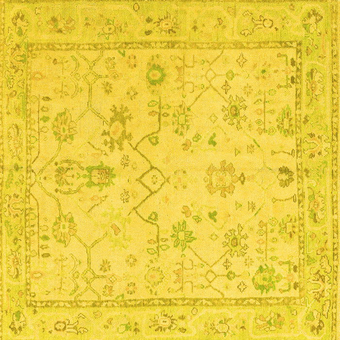 Square Machine Washable Oriental Yellow Traditional Rug, wshabs5193yw