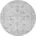 Round Machine Washable Oriental Gray Traditional Rug, wshabs5193gry