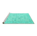 Sideview of Machine Washable Oriental Turquoise Traditional Area Rugs, wshabs5193turq