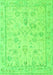 Machine Washable Oriental Green Traditional Area Rugs, wshabs5193grn