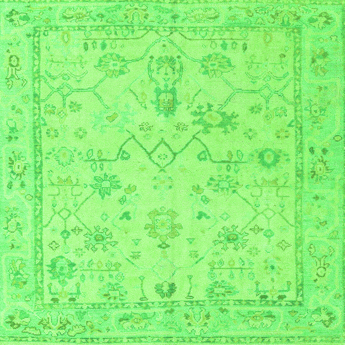Square Machine Washable Oriental Green Traditional Area Rugs, wshabs5193grn
