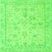 Square Machine Washable Oriental Green Traditional Area Rugs, wshabs5193grn