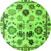 Round Machine Washable Abstract Green Modern Area Rugs, wshabs5194grn