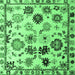 Square Machine Washable Abstract Emerald Green Modern Area Rugs, wshabs5194emgrn