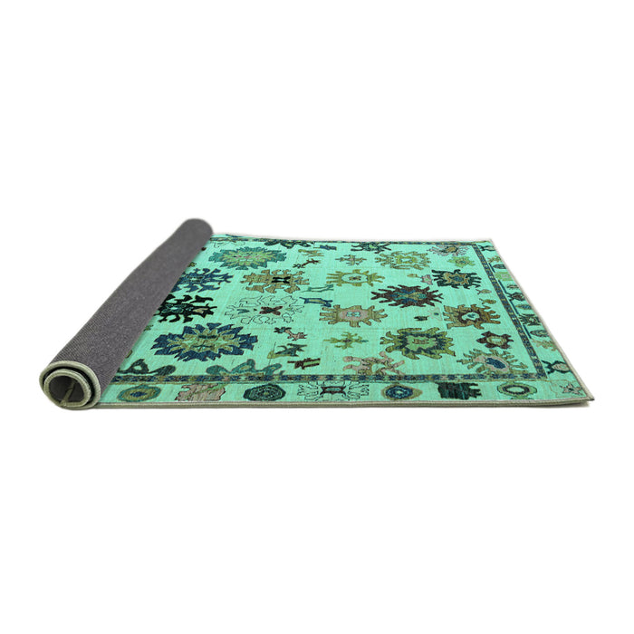 Sideview of Abstract Turquoise Modern Rug, abs5194turq