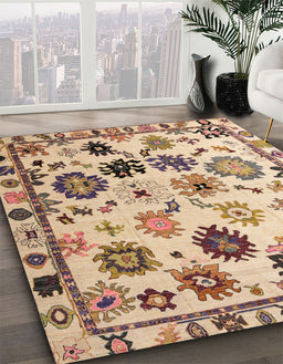 Machine Washable Abstract Yellow Rug in a Family Room, wshabs5194