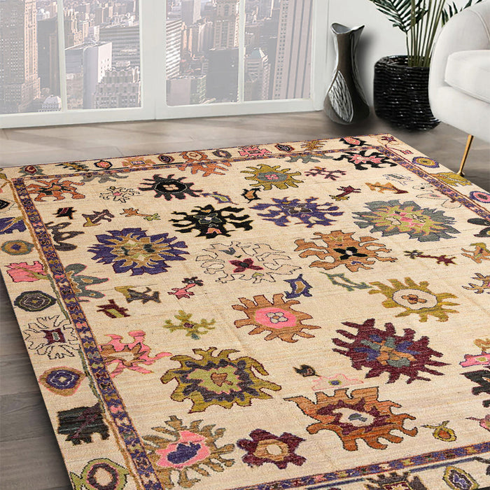 Machine Washable Abstract Yellow Rug in a Family Room, wshabs5194