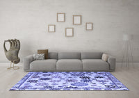 Machine Washable Abstract Blue Modern Rug, wshabs5194blu