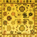 Square Machine Washable Abstract Yellow Modern Rug, wshabs5194yw