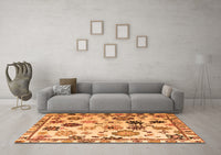 Machine Washable Abstract Orange Modern Rug, wshabs5194org