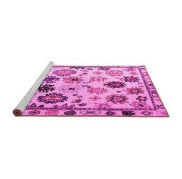 Sideview of Machine Washable Abstract Pink Modern Rug, wshabs5194pnk