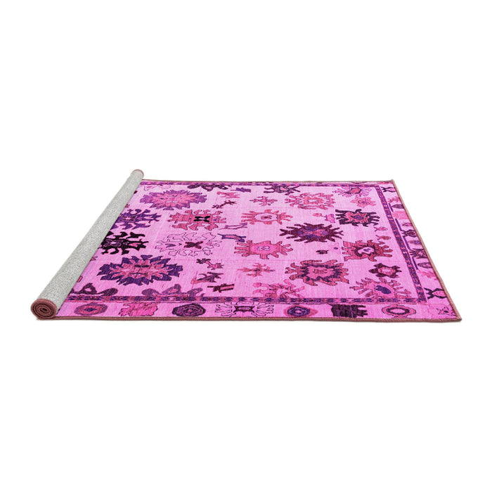 Sideview of Machine Washable Abstract Pink Modern Rug, wshabs5194pnk
