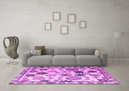 Machine Washable Abstract Purple Modern Area Rugs in a Living Room, wshabs5194pur