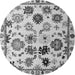 Round Machine Washable Abstract Gray Modern Rug, wshabs5194gry