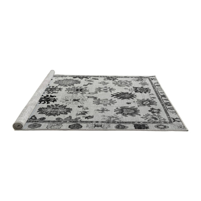 Sideview of Machine Washable Abstract Gray Modern Rug, wshabs5194gry