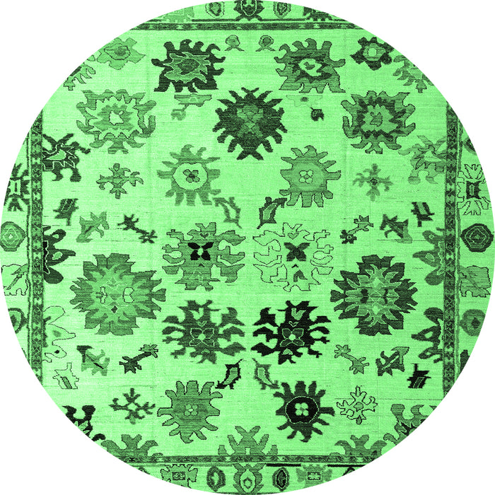 Round Abstract Emerald Green Modern Rug, abs5194emgrn