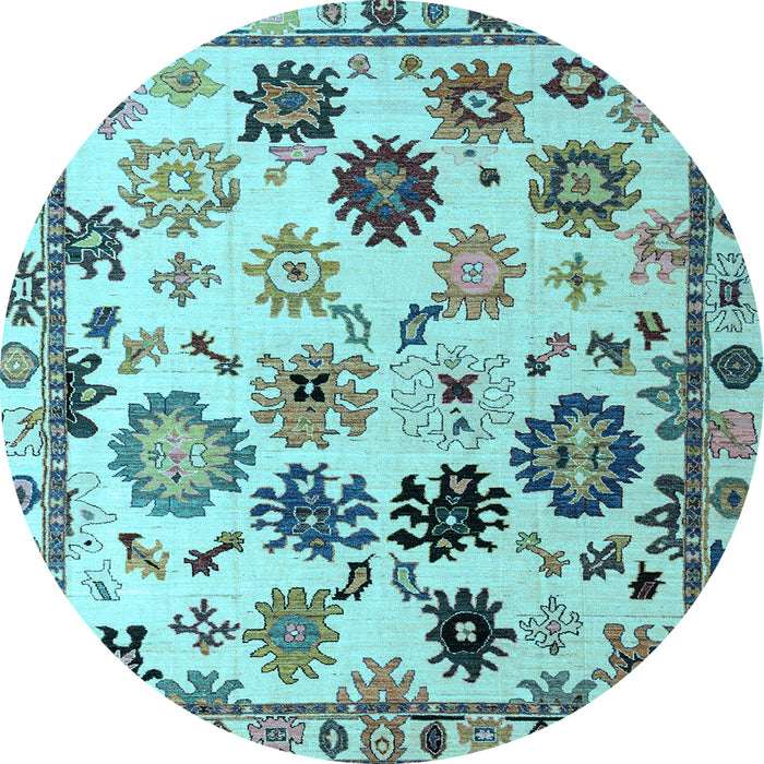 Round Abstract Light Blue Modern Rug, abs5194lblu