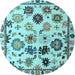 Round Abstract Light Blue Modern Rug, abs5194lblu