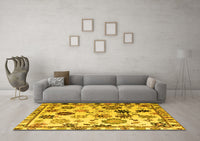 Machine Washable Abstract Yellow Modern Rug, wshabs5194yw