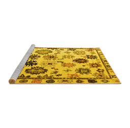 Sideview of Machine Washable Abstract Yellow Modern Rug, wshabs5194yw