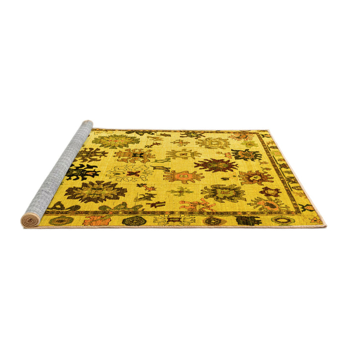 Sideview of Machine Washable Abstract Yellow Modern Rug, wshabs5194yw