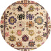 Round Abstract Yellow Modern Rug, abs5194