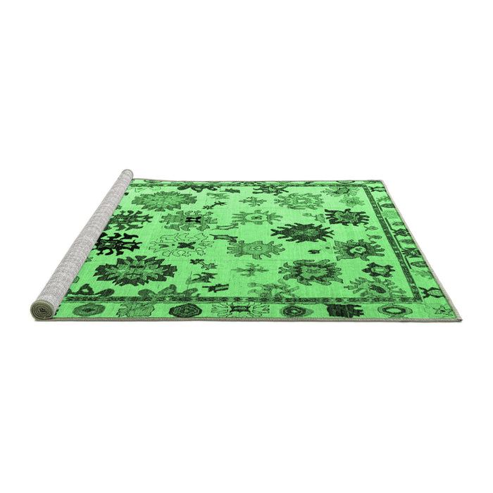Sideview of Machine Washable Abstract Emerald Green Modern Area Rugs, wshabs5194emgrn