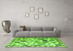 Machine Washable Abstract Green Modern Area Rugs in a Living Room,, wshabs5194grn