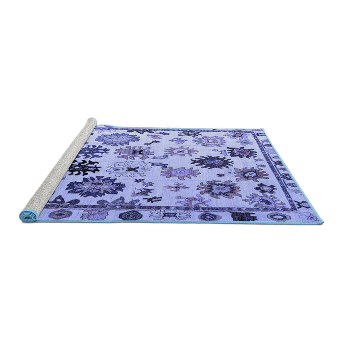 Sideview of Machine Washable Abstract Blue Modern Rug, wshabs5194blu