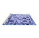 Sideview of Machine Washable Abstract Blue Modern Rug, wshabs5194blu