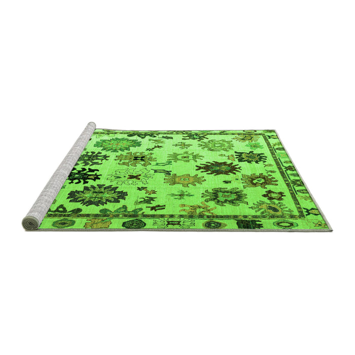 Sideview of Machine Washable Abstract Green Modern Area Rugs, wshabs5194grn