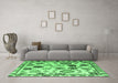 Machine Washable Abstract Emerald Green Modern Area Rugs in a Living Room,, wshabs5194emgrn