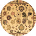 Round Abstract Brown Modern Rug, abs5194brn