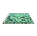 Sideview of Machine Washable Abstract Turquoise Modern Area Rugs, wshabs5194turq