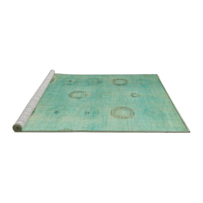 Sideview of Machine Washable Abstract Medium Aqua Marine Green Rug, wshabs5195