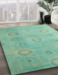 Abstract AquaMarine Green Modern Rug, abs5195