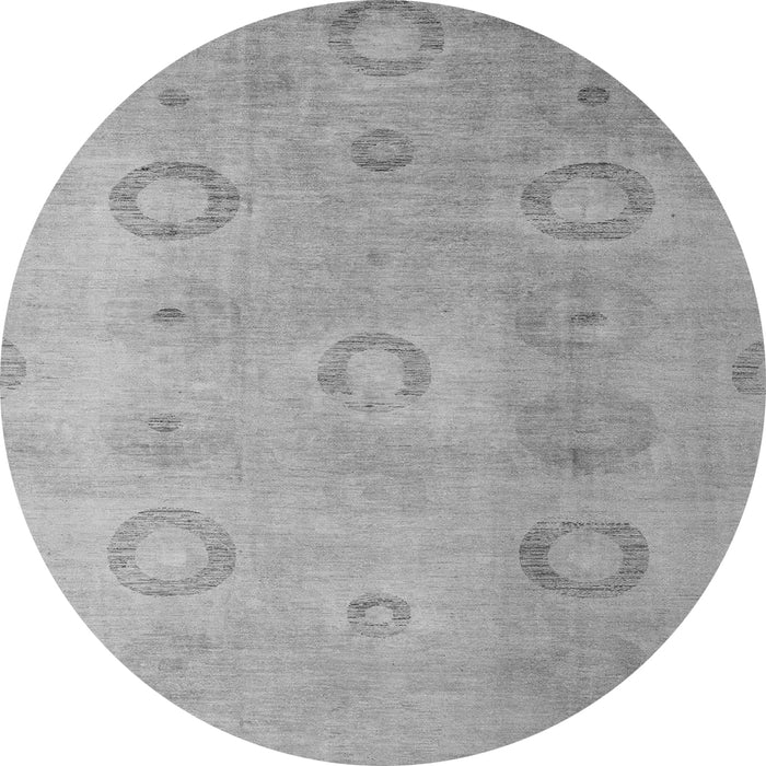 Round Machine Washable Abstract Gray Modern Rug, wshabs5195gry