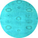 Round Abstract Light Blue Modern Rug, abs5195lblu