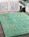 Abstract AquaMarine Green Modern Rug in Family Room, abs5195